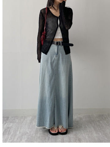 547 Vintage Flare Long Denim Skirt